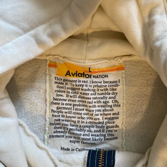 Aviator Nation 5 STRIPE HOODIE - VINTAGE WHITE - Picture 4 of 6